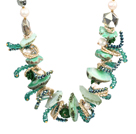 Speical Design Beautiful Green Series Natural Freshwater Pearl Crystal Crystallized Agate Chunky Necklace