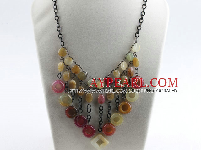 exquisite style three color jade necklace with extendable chain
