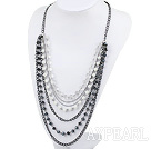 multi strand acrylic pearl and crystal necklace