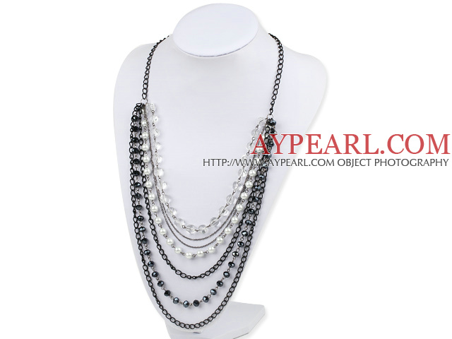 multi strand acrylic pearl and crystal necklace
