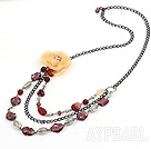 colored glaze and agate necklace with flower