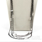 white crystal necklace with metal chains