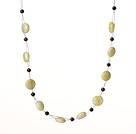 Wholesale Fashion Garnet And Rhombus Lemon Stone Crochet Wired Necklace With Lobster Clasp