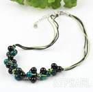 8mm phoenix stone black agate necklace with extendable chain