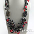 Wholesale stunning red coral agate and blue sandstone necklace