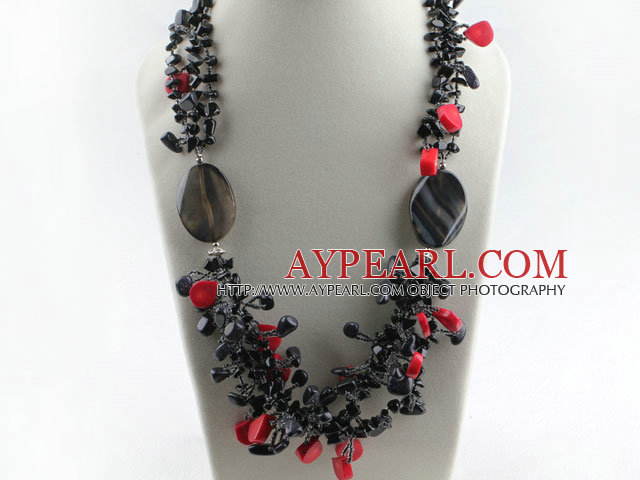 stunning red coral agate and blue sandstone necklace