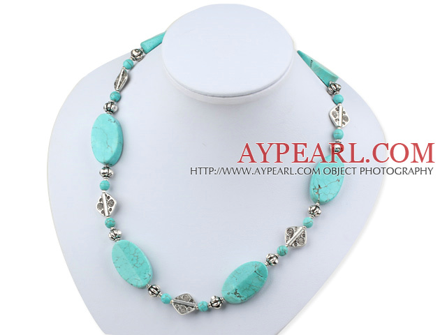 fashion burst pattern turquoise necklace with moonlight clasp