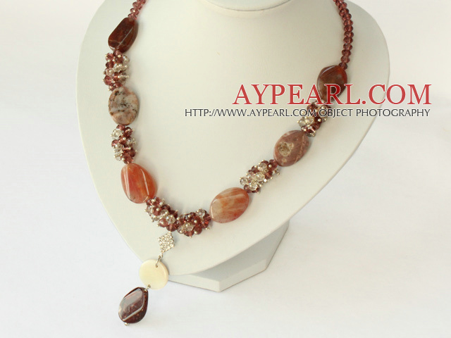 crytal and agate necklace with toggle clasp