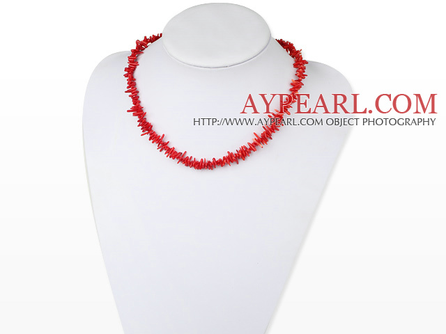 Fashion 5 Pcs Teeth Shape Red Coral Strand Necklace With Lobster Clasp