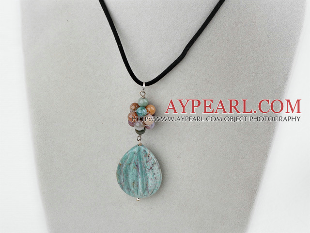 India agate pendant necklace with lobster clasp