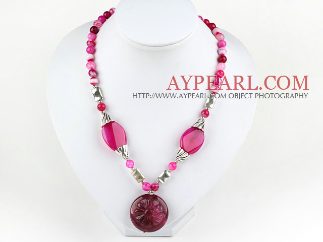 rosa agat halsband