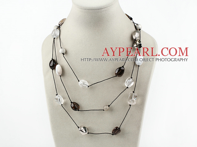 fashion long style crystal and agate necklace