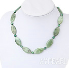 Elegant Green Series Freshwater Pearl And Oval Shape Serpentine Jade Necklace With Moonight Clasp