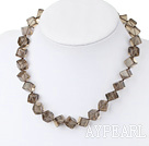 Elegant Thick Rhombus Shape Smoky Quartz Strand Necklace With Toggle Clasp