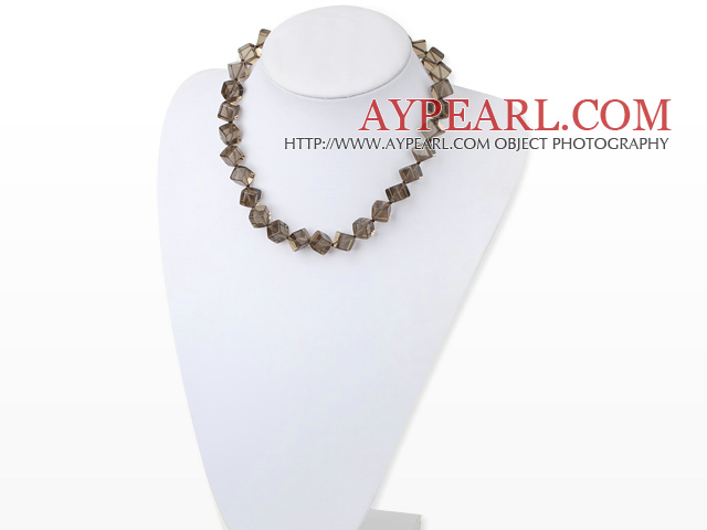 Elegant Thick Rhombus Shape Smoky Quartz Strand Necklace With Toggle Clasp