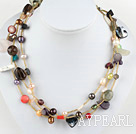 mixed color pearl multi-stone crystal necklace