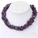 Long Style Multi Functional Chipped Amethyst Necklace With Lock Clasp