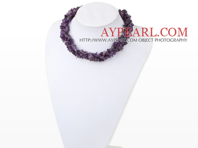 Long Style Multi Functional Chipped Amethyst Necklace With Lock Clasp