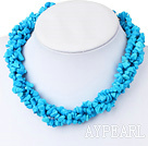 Long Style Blue Turquoise Chips Necklace