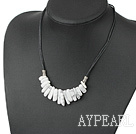Lovely Teeth Shape Howlite White Turquoise Necklace With Black Cord