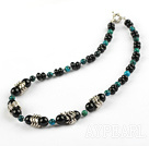 Nice Round Phoenix Stone And Black Agate Beaded Strand Necklace With Moonight Clasp