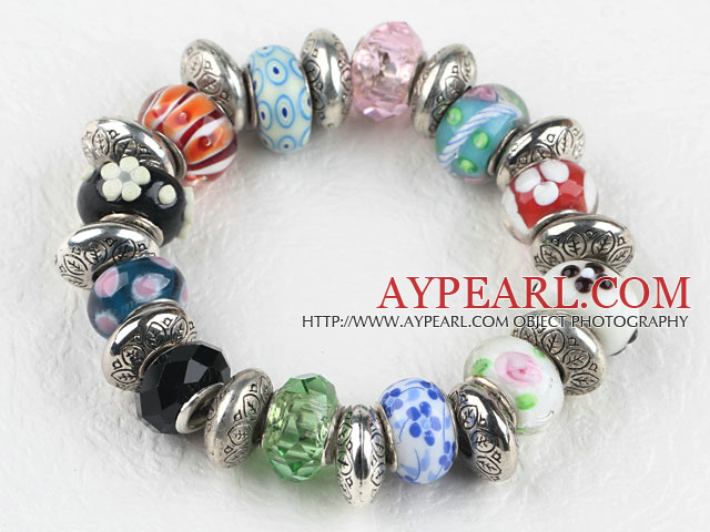 Le style de mode en couleur émail multicolore et au Tibet en argent Accessoires Bracelet élastique