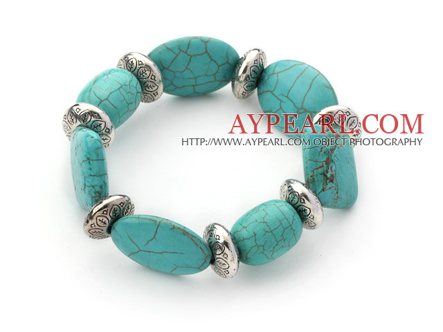 Elastic assorted multi shape turquoise bangle bracelet