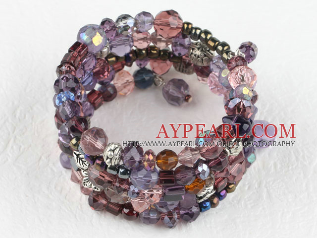 Assorted multi farge krystall multi wrap bangle armbånd