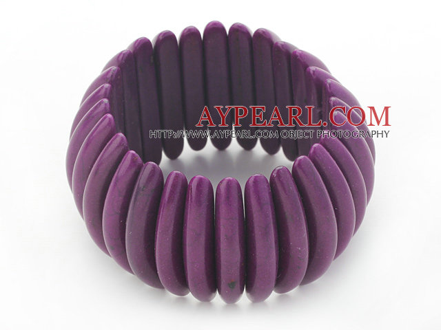 Classic Design Long Spike Shape Dark Purple Turkis Stretch Bangle Bracelet