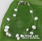 7,5 Zoll white pearl Armband mit Karabinerverschluss