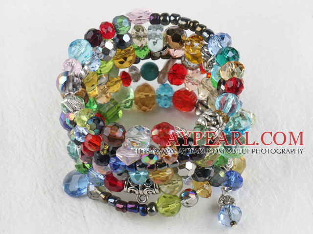 7.5 inches multi strand stretchy colorful stone bracelet bangle