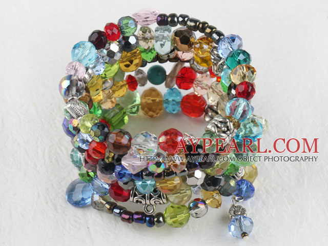 7,5 Zoll Multi-Strang dehnbar bunten Stein-Armband Armreif