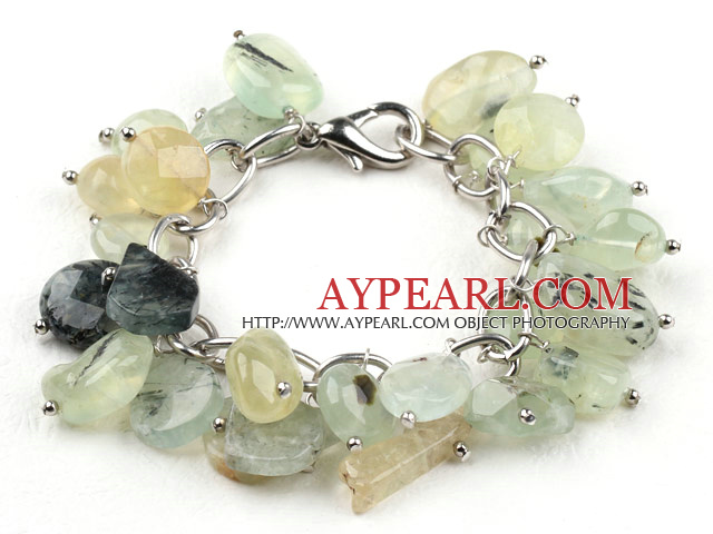 Blandade Prehnite Armband med fet stil Metall Kedja