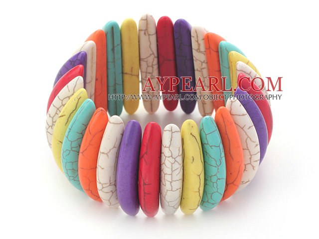 Classic Design Long Spike Shape Multi Color Turquoise Stretch Bangle Bracelet