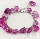 Purple Red Burst Pattern Crystal Bracelet with Adjustable Chain