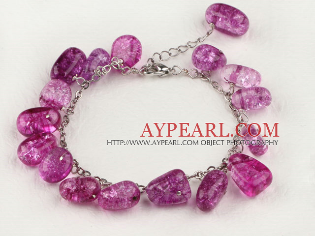 Purple Red Burst Pattern Crystal Bracelet with Adjustable Chain