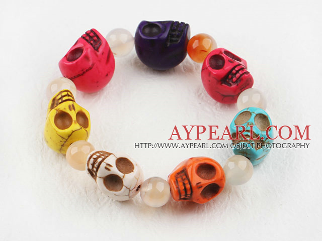 Multi Color Türkis Schädel Elastic Bracelet