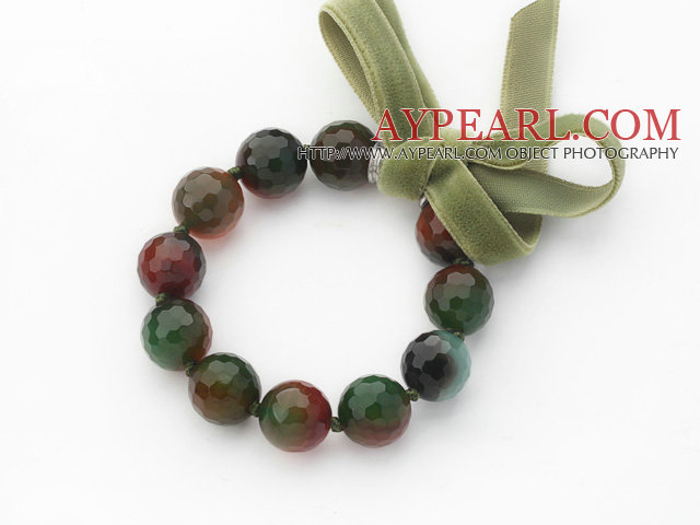 Burst Pattern Agate Beaded Bracelet with Ribbon