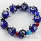 Dark Blue Color Eye Shape Colored Glaze Elastic Bracelet