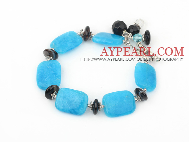 black agate and kyanite bracelet with toggle clasp