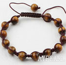 8mm Tiger Eye Woven Drawstring Bracelet with Adjustable Thread