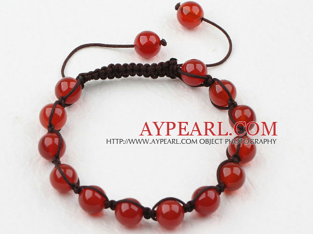 8 χιλιοστά Carnelian Beaded βραχιόλι συνυφασμένη με ρυθμιζόμενο κορδόνι Thread