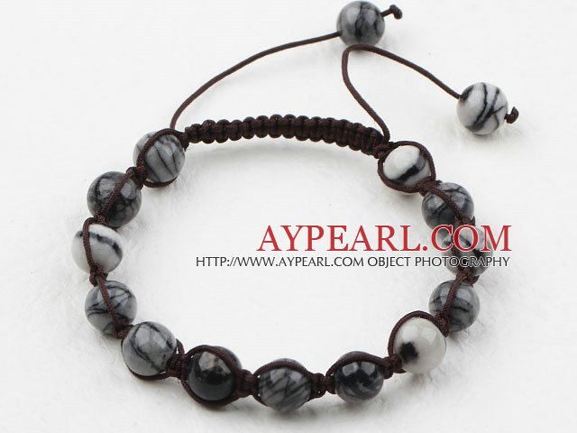 8mm Internet Stone Woven Beaded Drawstring Bracelet with Adjustable Thread