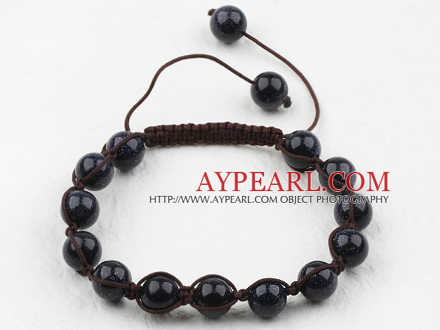 8mm Bluesand Stone Woven Beaded Drawstring Bracelet with Adjustable Thread