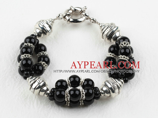New Design Black Agate Bracelet with Moonlight Clasp