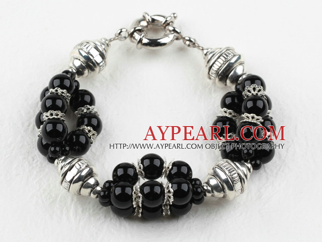 Ny design Black Agate Armband med Moonlight Lås