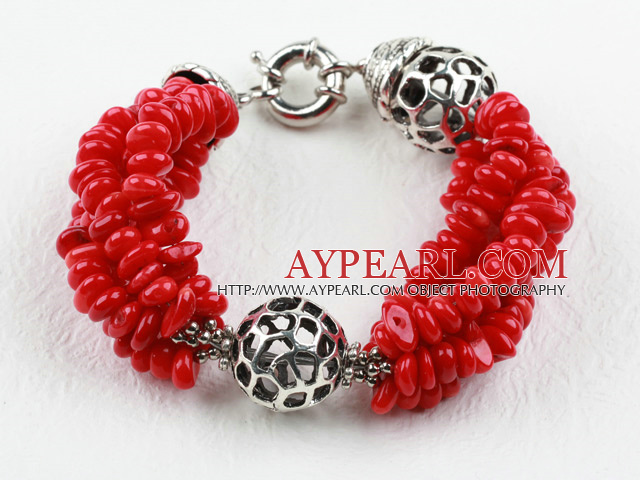 Ny design Red Coral Armband med Moonlight Lås