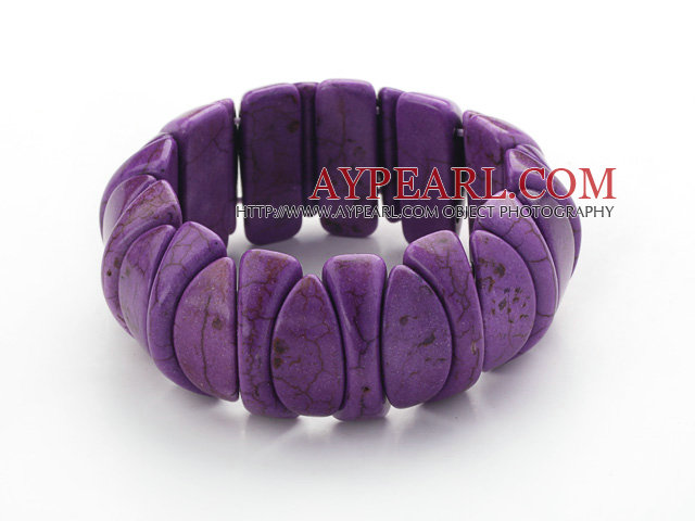 Classic Design Eye Shape Dark Purple Turquoise Stretch Bangle Bracelet