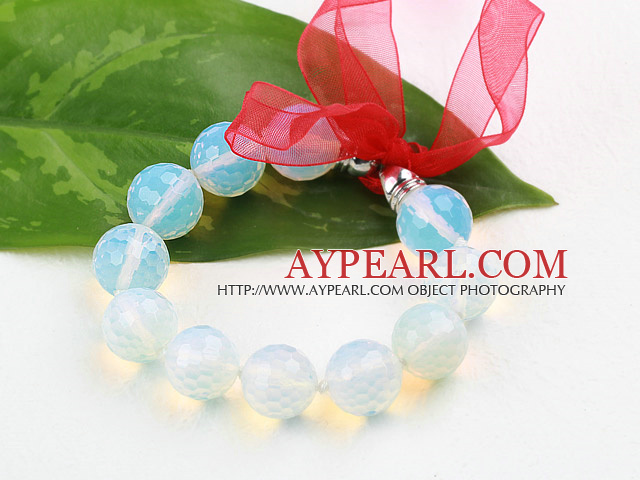 Nouveau design à facettes 14mm opale pierre perlée Bracelet