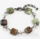 Classic Design Clear Crystal and Canada Jade Bracelet with Lobster Clasp